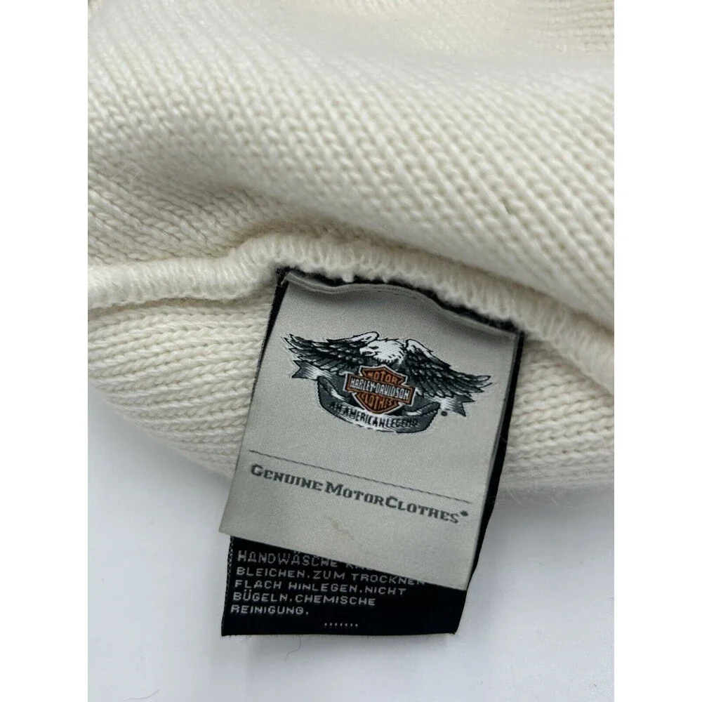 Women's Harley Davidson Ivory Cable Knit Beanie Cap Hat One Size Fits All OSFA